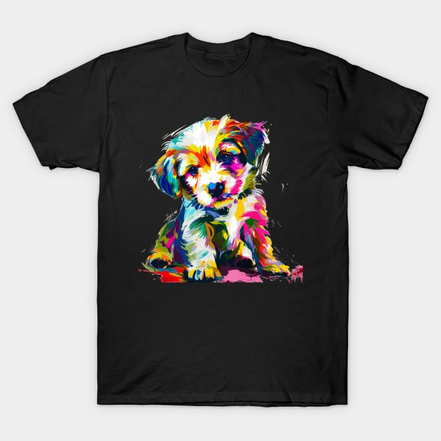 Puppy Colorful Pop Art Design Dog Lover Gift Idea T-Shirt by karishmamakeia